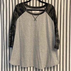 3/4 length sleeve baseball T-shirt plus size 2X